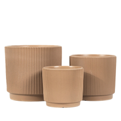 3PCS set fluted ceramic planter pots
