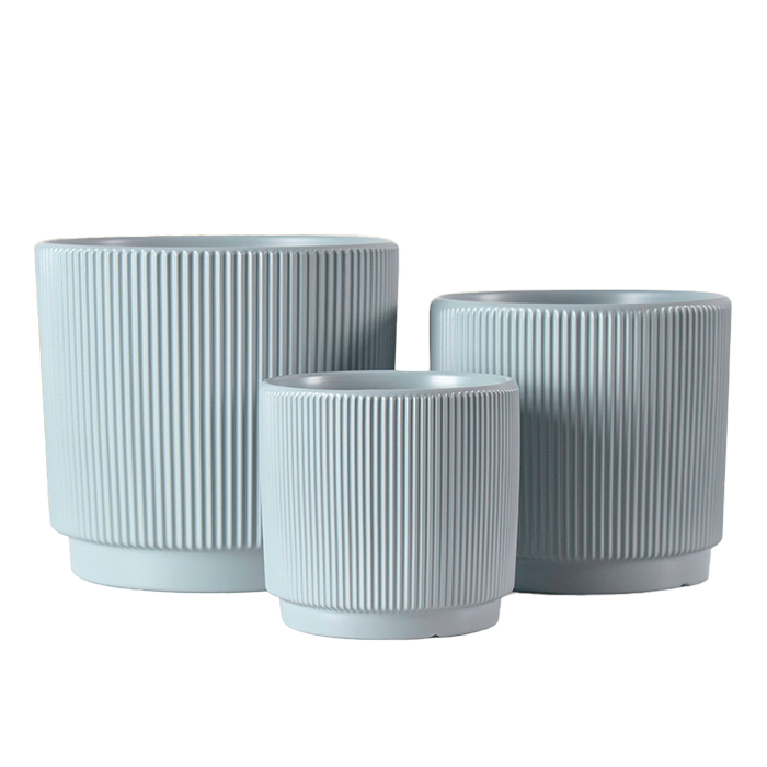 3PCS set fluted ceramic planter pots