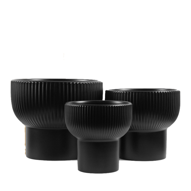 3PCS set Ceramic planters with textured design