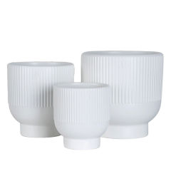 3PCS set fluted ceramic plant pots