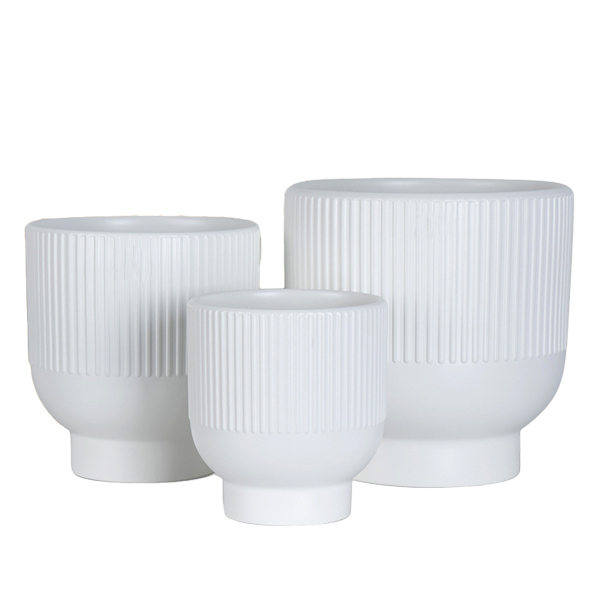 3PCS set fluted ceramic plant pots