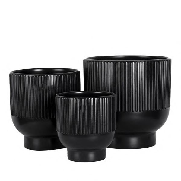 3PCS set fluted ceramic plant pots