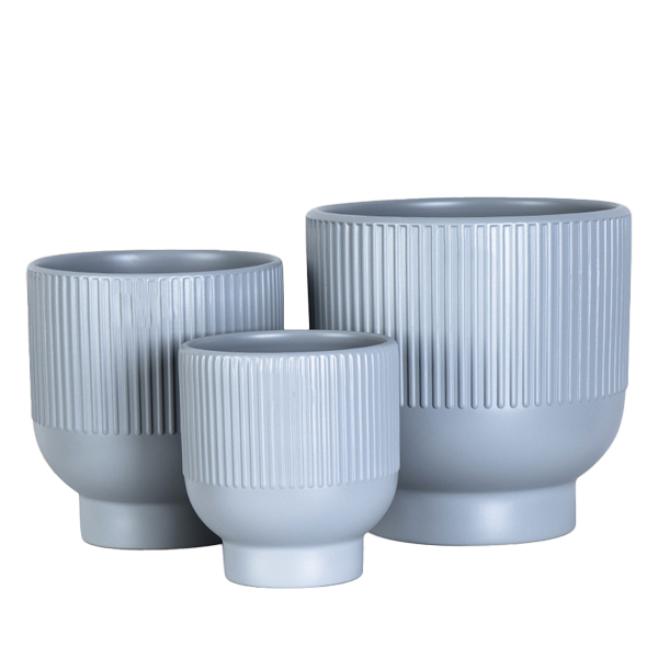 3PCS set fluted ceramic plant pots