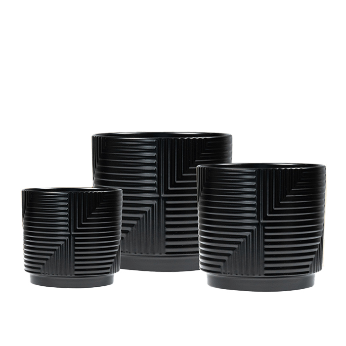 3PCS set texured ceramic planter pots