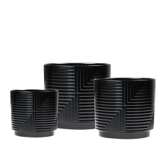 3PCS set texured ceramic planter pots