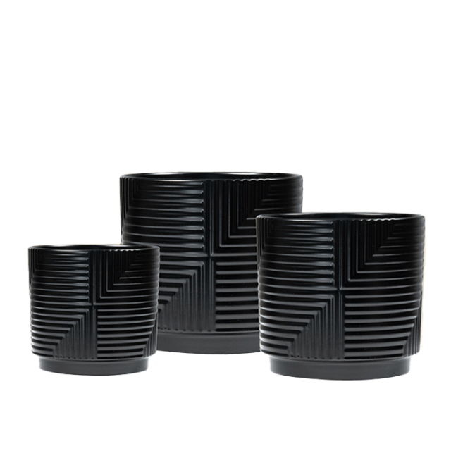 3PCS set texured ceramic planter pots