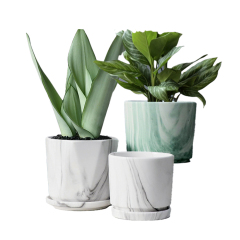 3PCS set marble finish ceramic planters