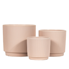 3PCS set fluted ceramic planter pots