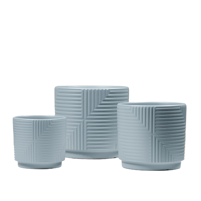 3PCS set texured ceramic planter pots