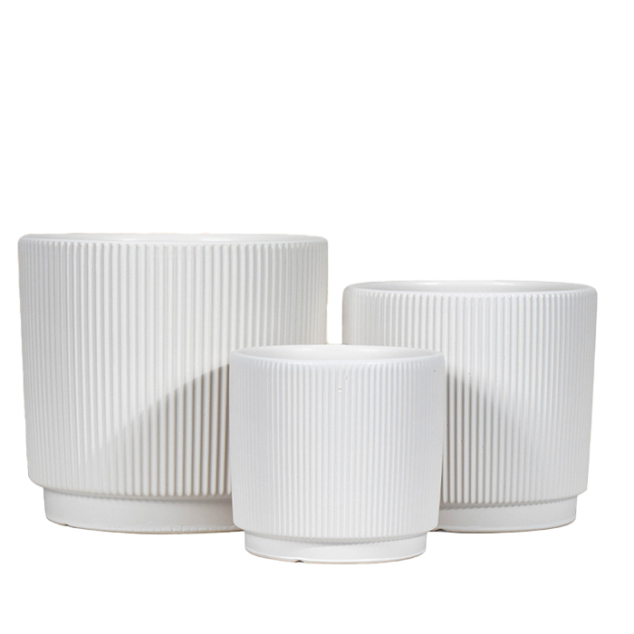 3PCS set fluted ceramic planter pots