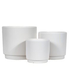 3PCS set fluted ceramic planter pots