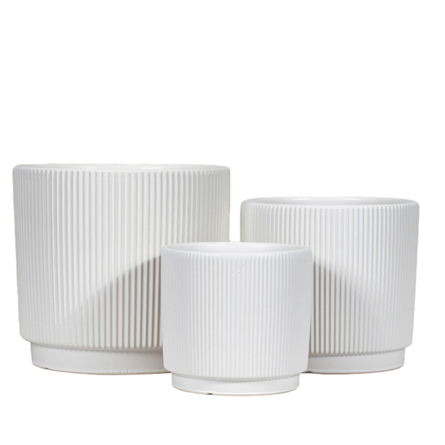 3PCS set fluted ceramic planter pots
