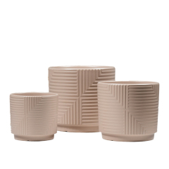 3PCS set texured ceramic planter pots