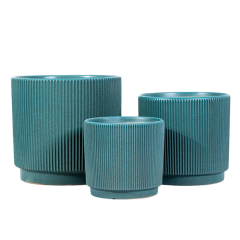 3PCS set fluted ceramic planter pots