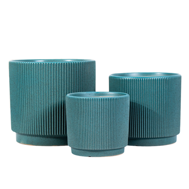 3PCS set fluted ceramic planter pots