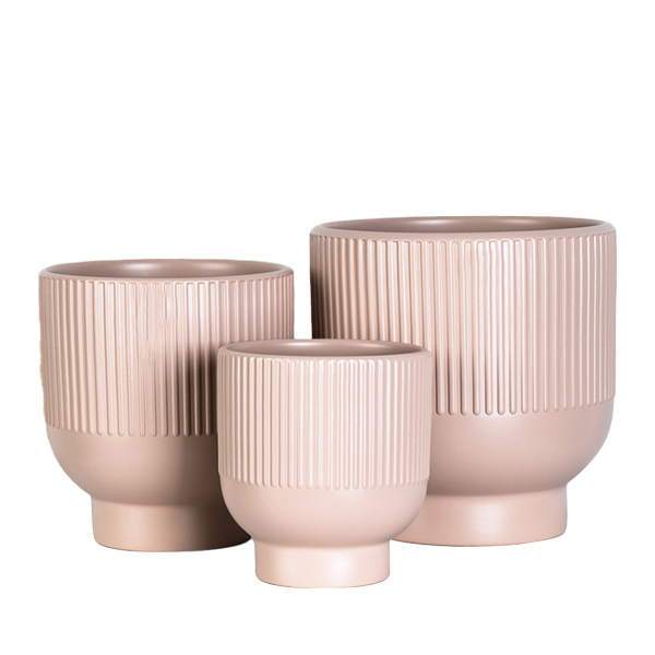 3PCS set fluted ceramic plant pots