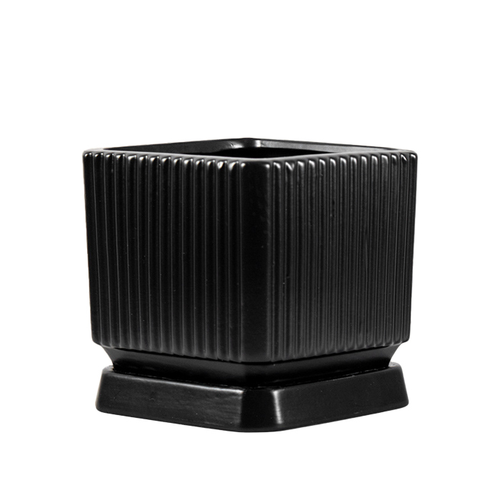 Square Ceramic planter with saucer