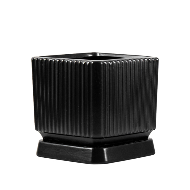 Square Ceramic planter with saucer
