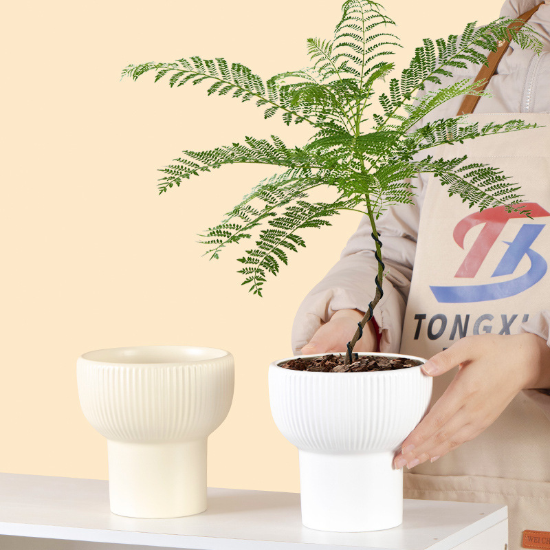 3PCS set Ceramic planters with textured design