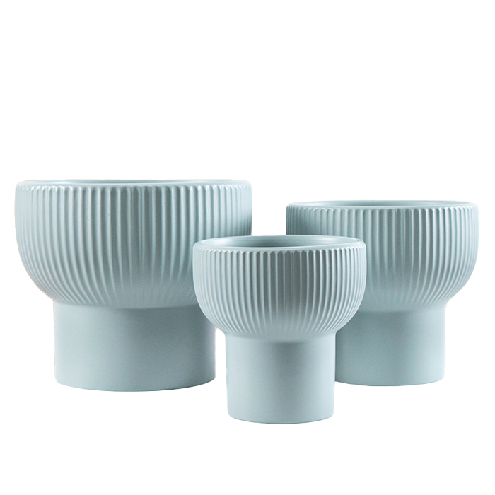 3PCS set Ceramic planters with textured design
