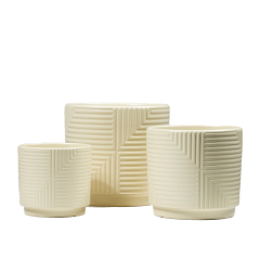 3PCS set texured ceramic planter pots
