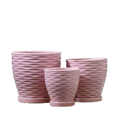 3PCS set texured ceramic planter pots