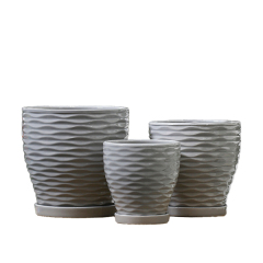 3PCS set texured ceramic planter pots