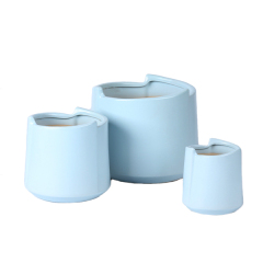 3PCS set matte color ceramic planter pots