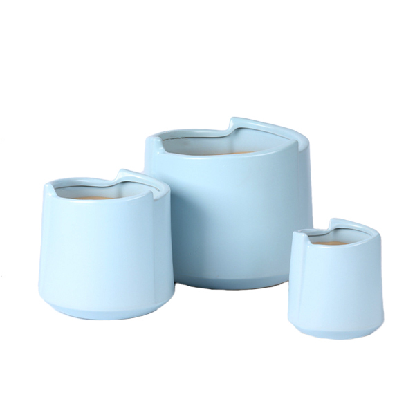 3PCS set matte color ceramic planter pots