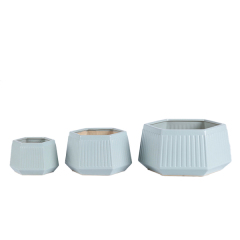 3PCS set ceramic planter pots with fulted design