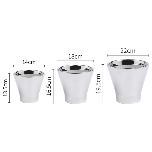 3PCS set silver ceramic planter pots