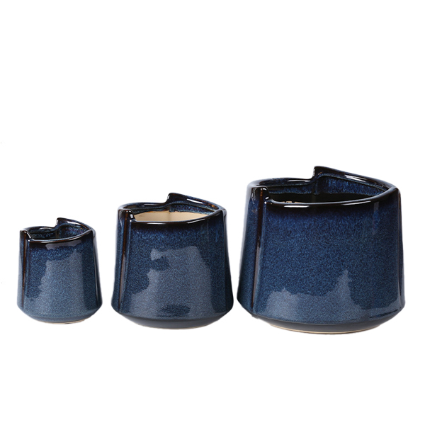 3PCS set matte color ceramic planter pots