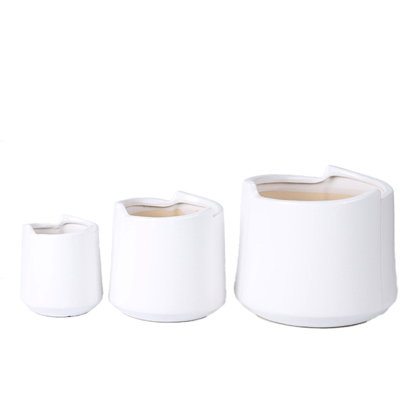 3PCS set matte color ceramic planter pots