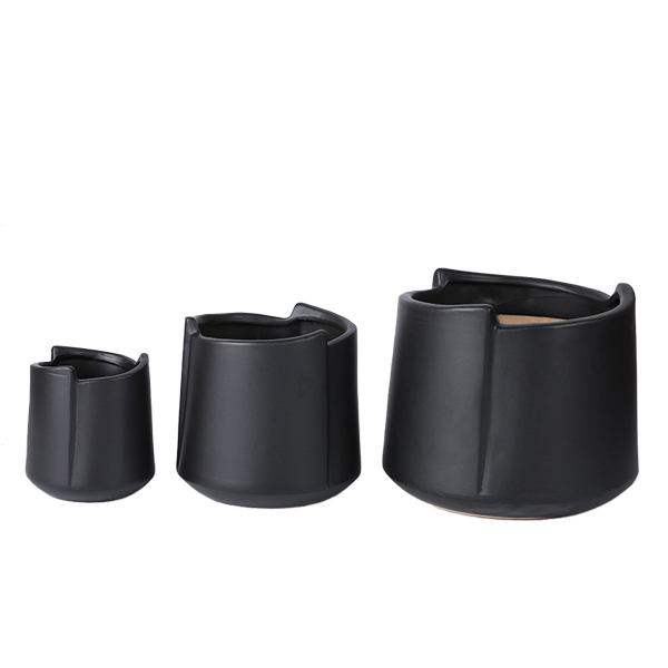 3PCS set matte color ceramic planter pots