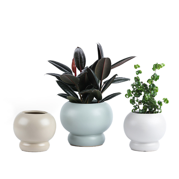 Ceramic round planter pots in matte glaze