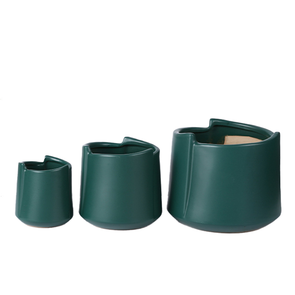 3PCS set matte color ceramic planter pots