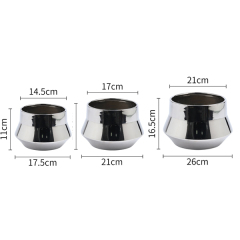 Silver color ceramic planter with 3 sizes