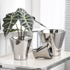 3PCS set silver ceramic planter pots