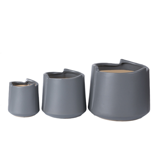 3PCS set matte color ceramic planter pots