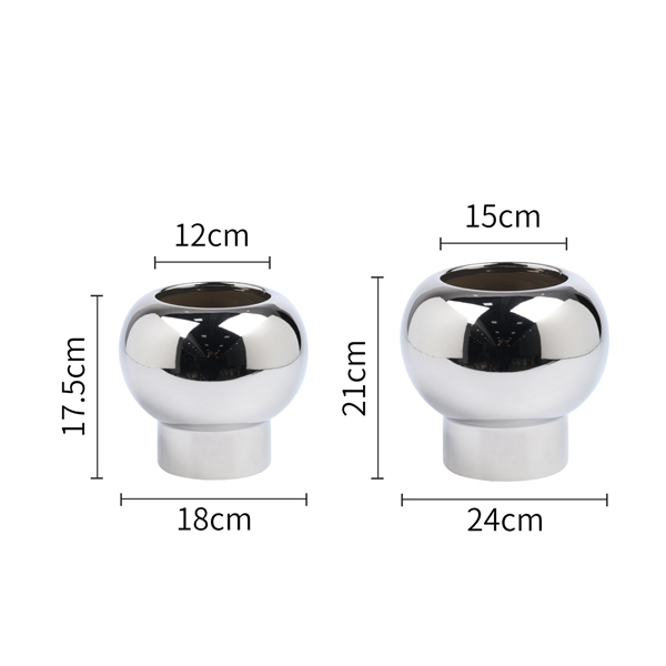 Silver color ceramic round plant pot