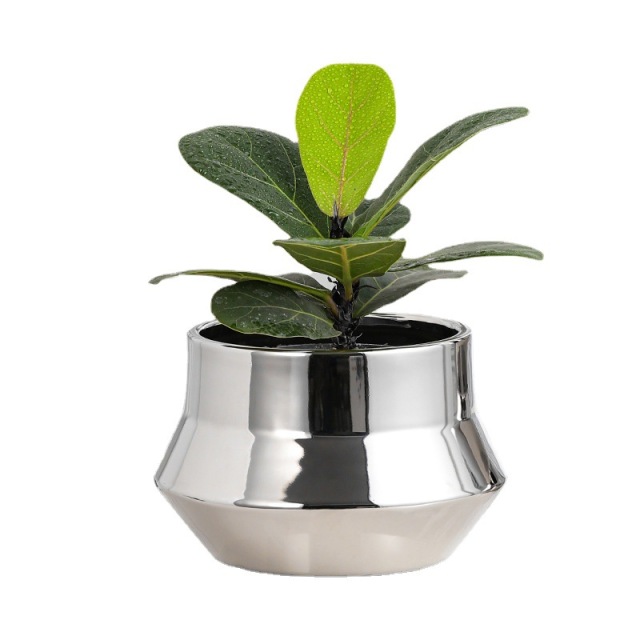 Silver color ceramic planter with 3 sizes