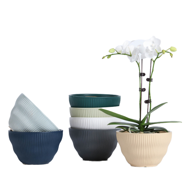 3PCS set bowl shaped ceramic planter pots