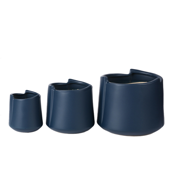3PCS set matte color ceramic planter pots