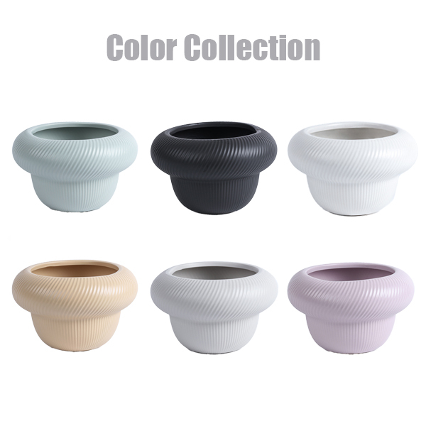 Unique design ceramic planter pot in matte glaze