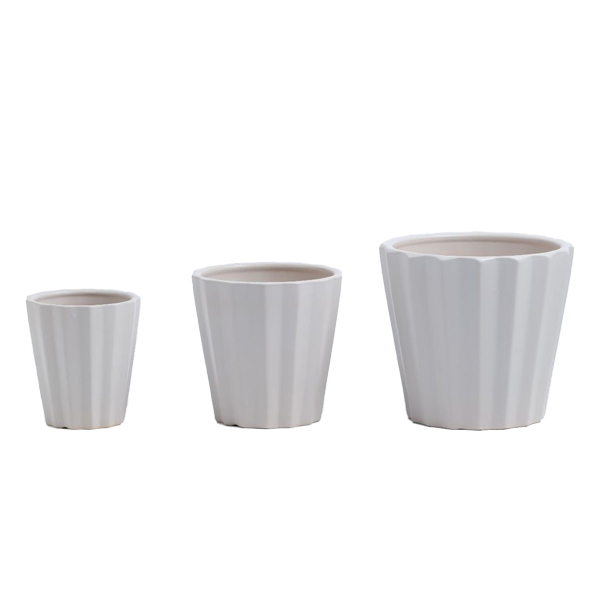 3PCS set texured ceramic planter pots with matte color