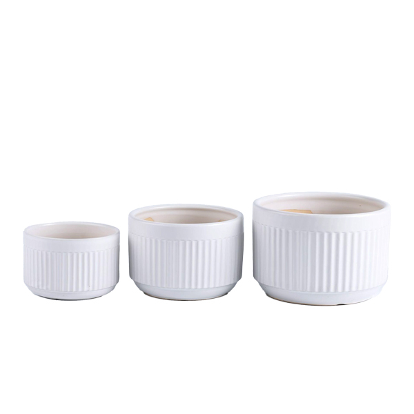 3PCS set texured ceramic pots for plants in matte color