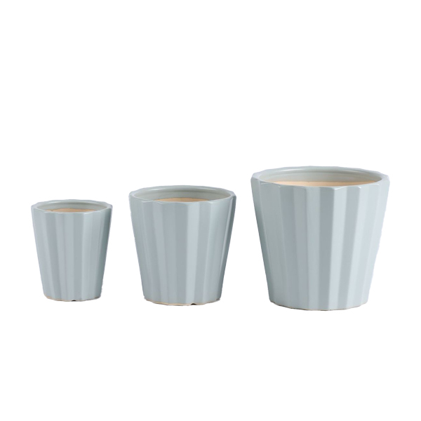 3PCS set texured ceramic planter pots with matte color
