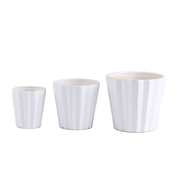 3PCS set texured ceramic planter pots with matte color
