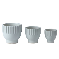 3PCS set texured ceramic planter pots in matte glaze