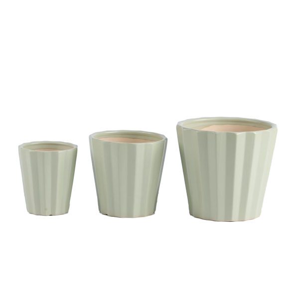 3PCS set texured ceramic planter pots with matte color